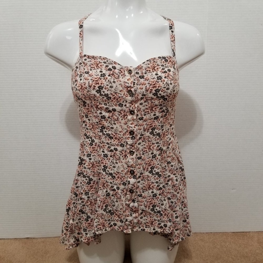 Free People top Medium Jenna's Bustier Babydoll floral print sleeveless boho